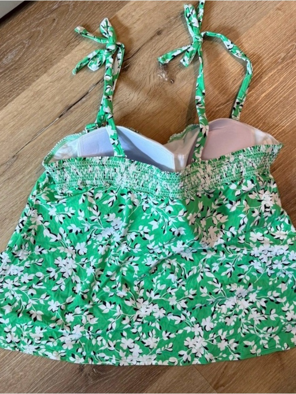 Draper James Green and White Floral Tie-Shoulder Camisole lands end - Picture 2 of 3